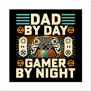 Dad By Day Gamer By Night for a gamer dad on birthday, father's day. Posters and Art